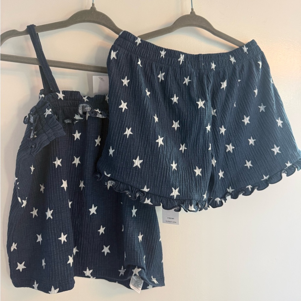 Navy Star Print Ruffle Set - 4T NWT